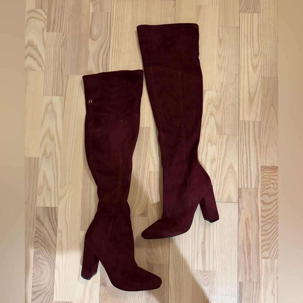 Guess Burgundy Over the Knee Boots